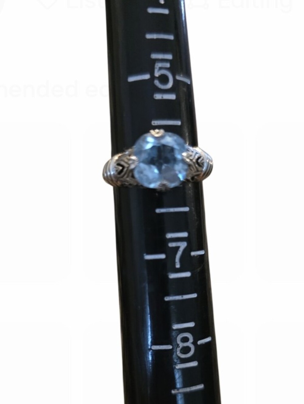 Sterling Silver Ring with Blue Topaz Cushion Cut  Gemstone - Picture 2 of 4